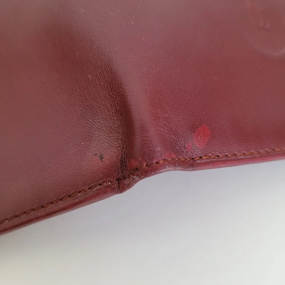 Cartier Must de Cartier Bifold Wallet Burgundy Leather Gold Corners Italy